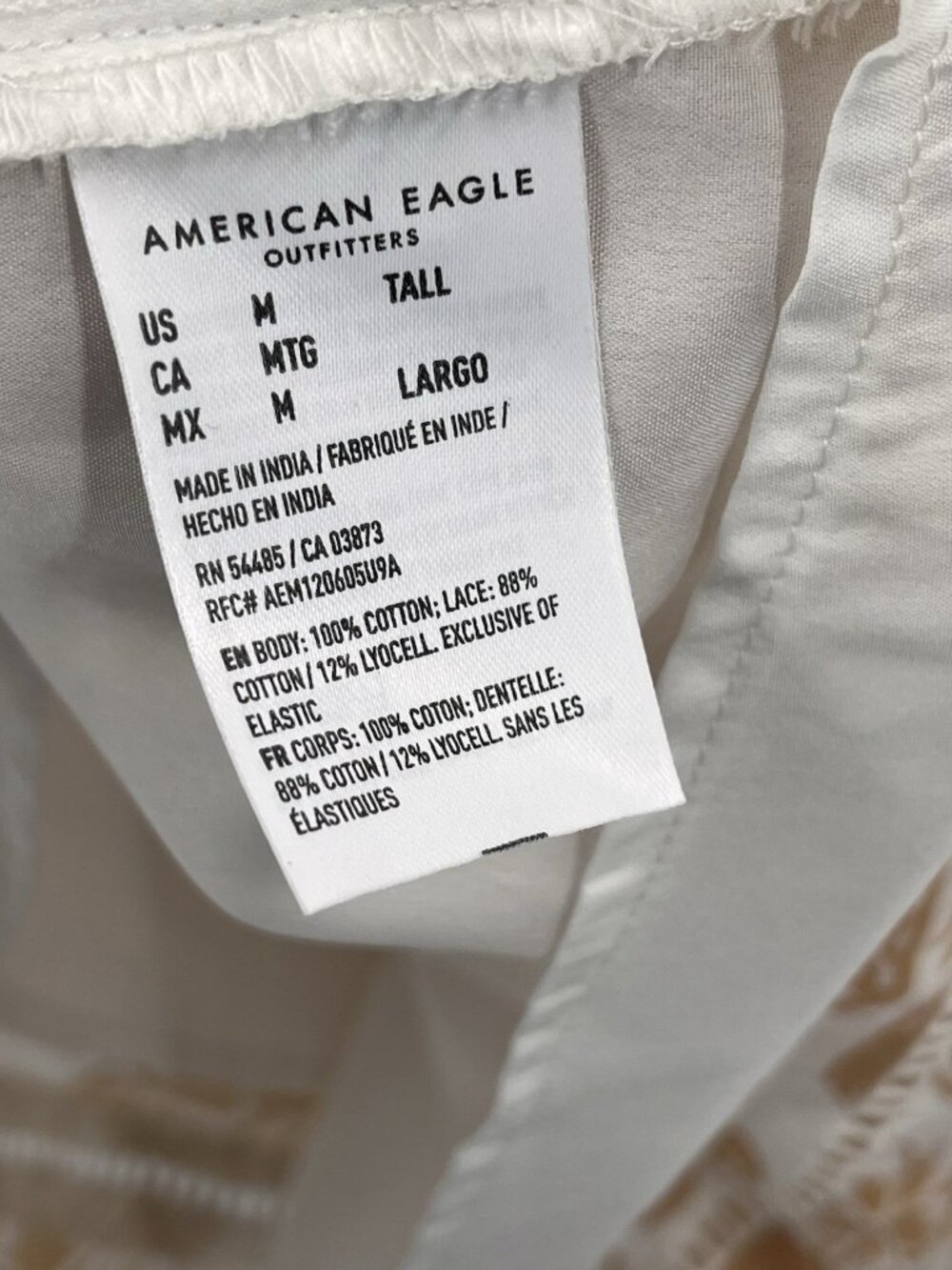 AMERICAN EAGLE Women's Tan White Floral Double V-Neck Tiered Short Dress NWT Med - Picture 7 of 8